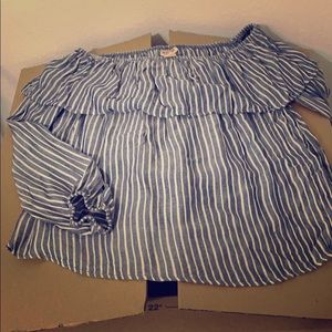 Striped off the shoulder peasant blouse